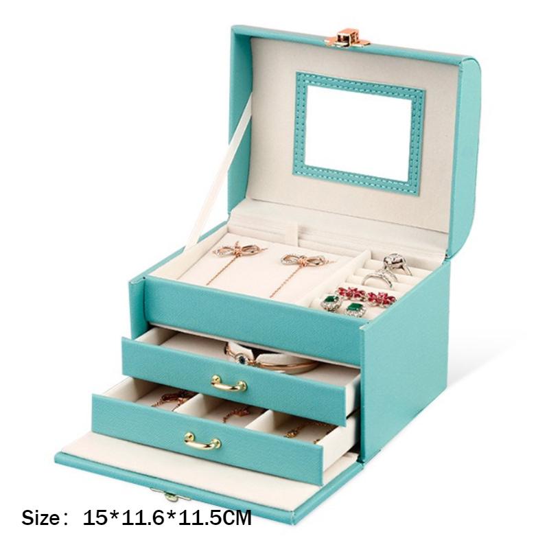 

Wedding Jewelry Organizer Box Necklace Display Boxes Multilayer Earrings Storage Case Valentines Gifts Rings Exhibition Cases