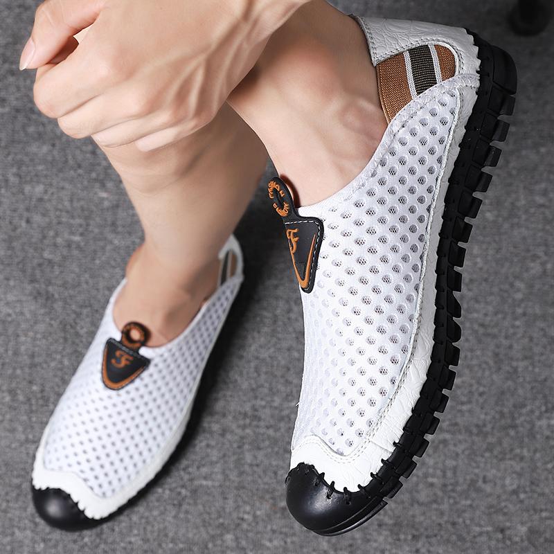 Leder Herren Handgefertigte Slipper Leichte Mode Schuhe Herren Heißer Verkauf Herren Lässige Sommer Fahrschuhe Herren Ausgehöhlte Sneaker