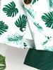 Boys' Tropical Leaf Print Shirt & Shorts 2Pcs Outfit