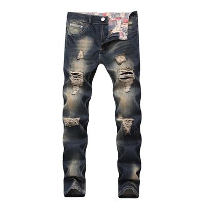 Men's Nostalgic Ripped Slim Straight Jeans