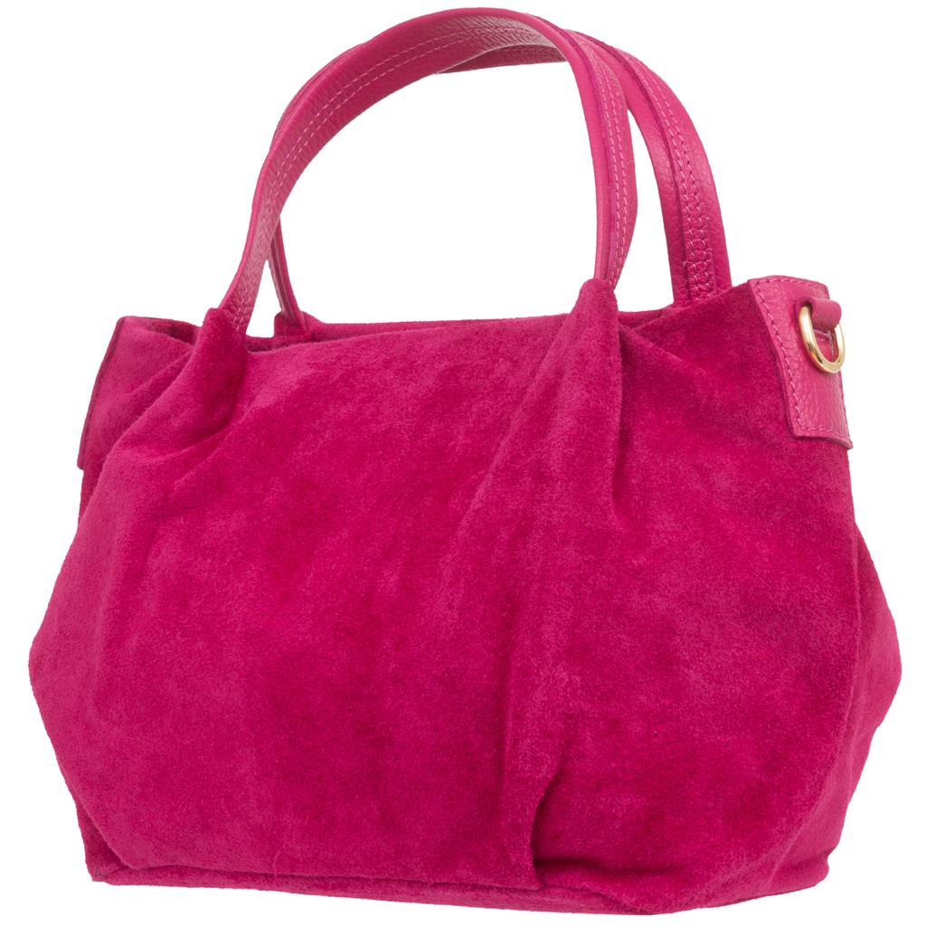 Women's Suede Shoulder Bag Vera Pelle Bolsa Fuchsia