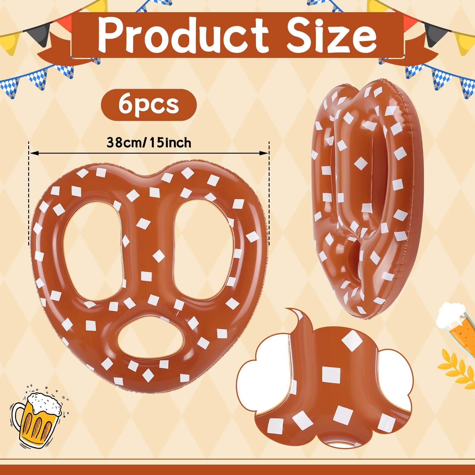 Oktoberfest Decorations Pretzel Inflatable Oktoberfest Pretzels Set October Fest Party Decor and Supplies Ballons & Accessories O&38cm