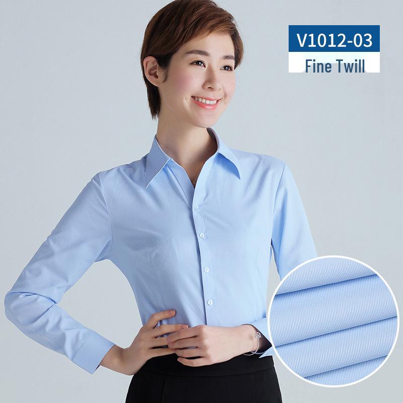 Women's 2025 Long-Sleeved White V-Neck Cotton Shirt - Slim Fit Professional Wear