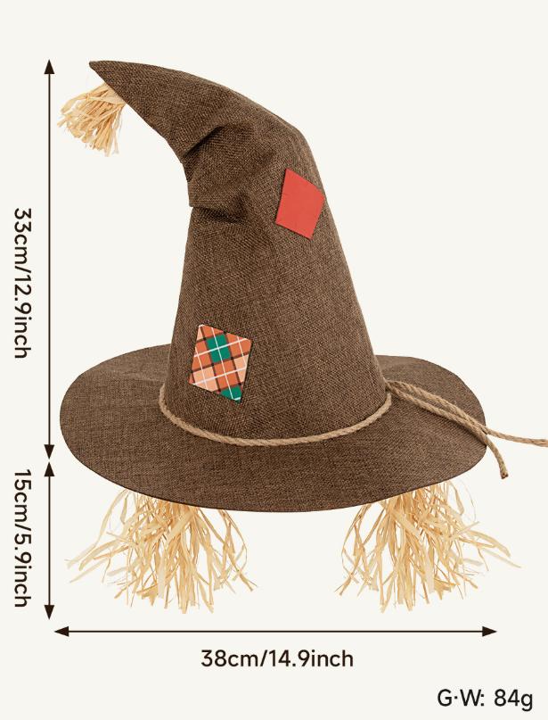 Straw Witch Hat for Halloween Costume