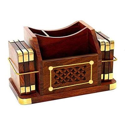 Wooden Drink Coasters, Wood Table Coaster Set of 6 for Coffee Mugs,Tea Cups, Beer Cans, Bar Tumblers and Water Glasses