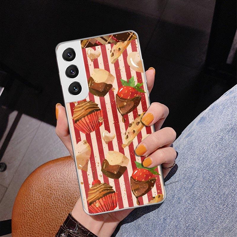 Macaron Eiscreme Kuchen Donut Handyhülle Für Samsung Galaxy S24 S25 Edge S26 Ultra S23 S22 S21 Plus S20 FE + Personalisierter Aufdruck
