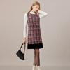 [Including Wool and Cotton] Women's 25 Year Autumn and Winter Fashion Niche Color Grid Splicing Vest Dress