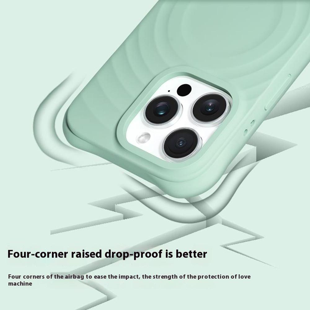 For iPhone 16 Pro Max Magnetic Case with Ai Photo Botton Ripple Texture Liquid Silicone Phone Cover