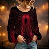 Women's Round Neck Long Sleeve Halloween Print Blouse Top for Party Wear