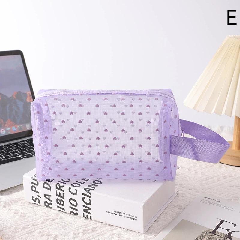 Heart Transparent Mesh Makeup Bag Multifunction Portable Women Cosmetic Storage Pouch Ladies Toiletry Lipstick Organizer Bags