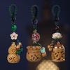 Cartoon Mini Little Calabash Waterproof Openable Carved Gourd Pendant Woven Rope Beads Green Sandalwood Phone Chain Men Bag Charm