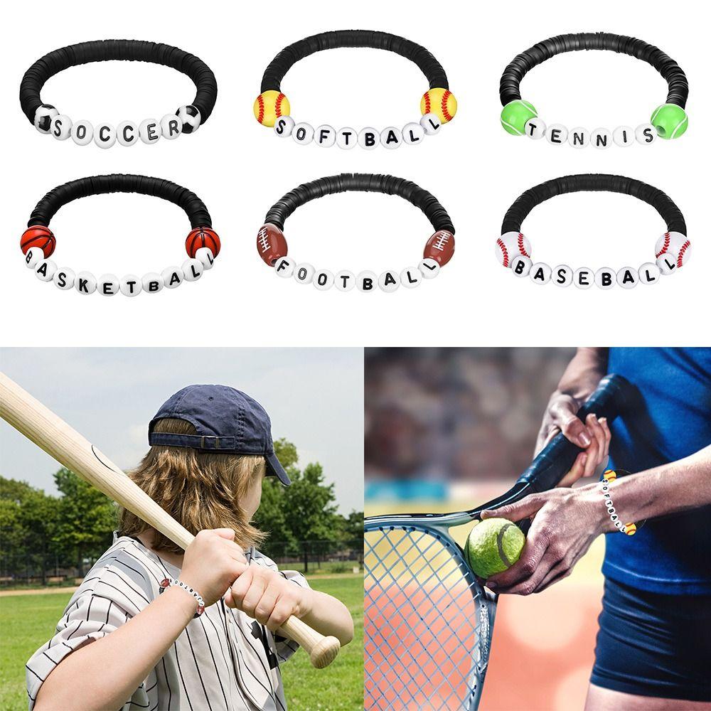 12pcs Casual Wear Football Bracelets Stackable Sports Bracelets Gift Theme Bracelets  Unisex