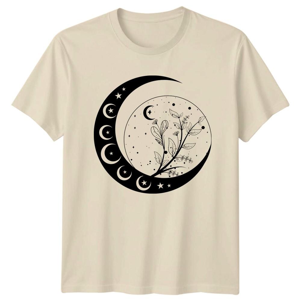 Celestial Moon Phases Floral TShirt Botanical Moon Birthday Gift For Him And Her