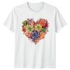 Succulents Heart Shape Womens T-Shirt Mens Tee Graphic Floral Top