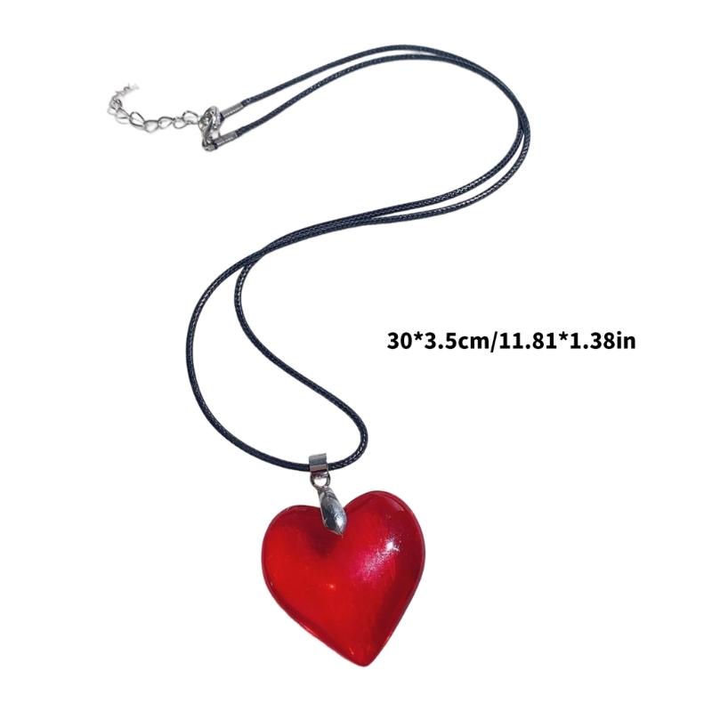 Minimalist Love Shape Pendant Necklace Feature Resin And Adjustable Leather Cord Fashion Neck Accessory