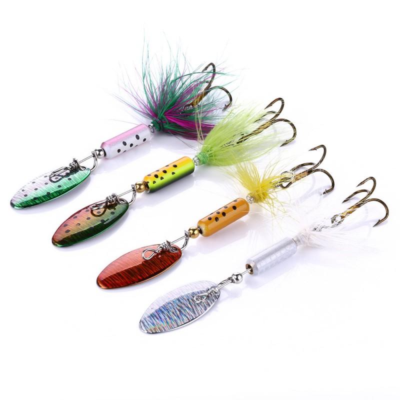 Metal Spinner Fishing Lure With Feather Sequins 3.5g Bass Pike Trout Freshwater Saltwater
