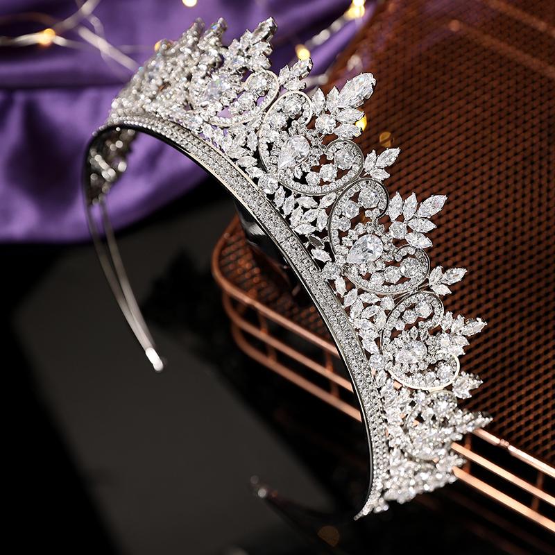 Women Wedding Hair Accessories Hair Comb Bridal Headpieces Pageant Crown Cubic Zircon Tiaras for Bride BC6666