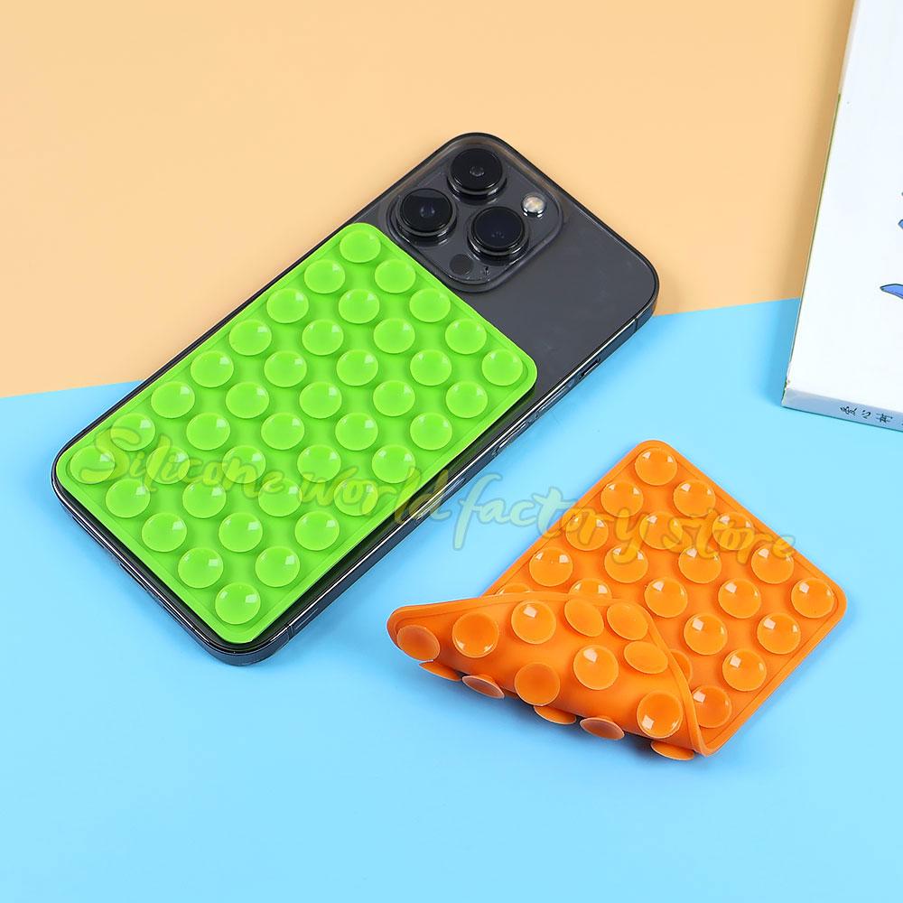 Silicone World Double-sided Silicone Suction Pad For Mobile Phone Fixed Pad Suction Cup Wall Stand Square Anti-Slip Back Sticker