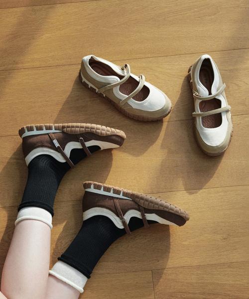 [FRI FLA] Double Strap Mary Jane Sneakers 5012536088 Brown-230