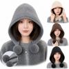Keep Warm Pom Pom Hat Plush Neck-protection Integrated Cap Warm Ear Protection Cap  Daily Outfits