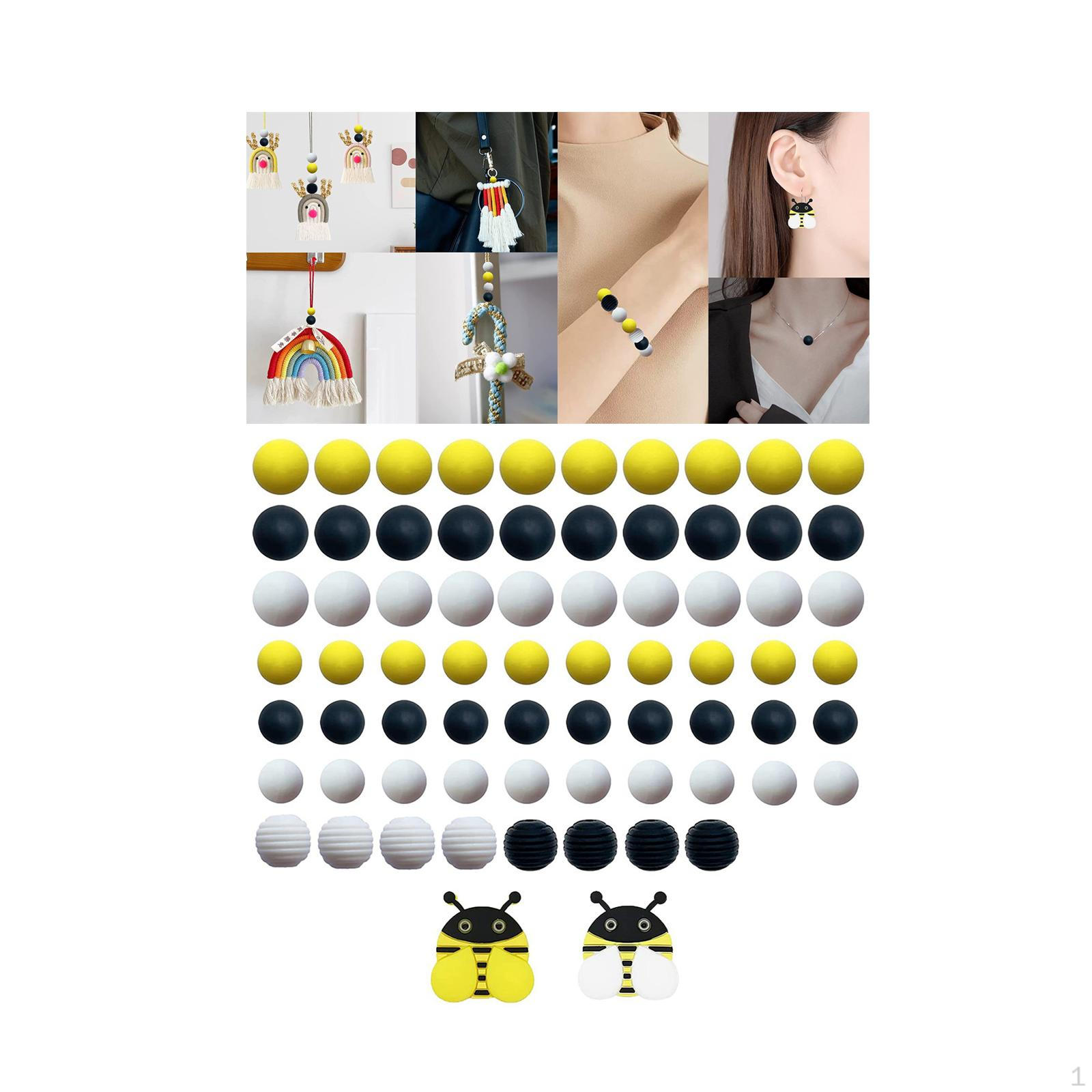 70x Silicone Beads Keychain Loose Crafting Beading Supplies Spacer Bracelets for Girls