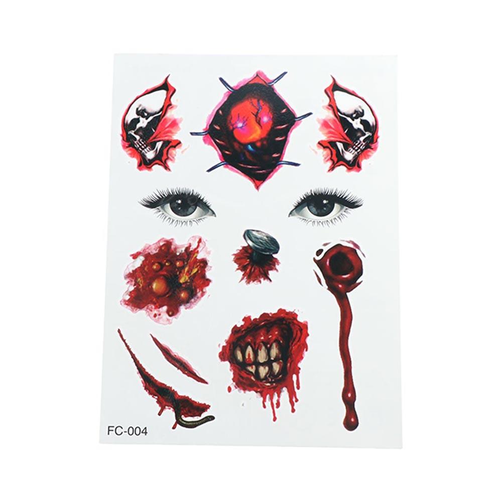Fake Tatto Big Mouth Face Sticker Waterproof Halloween Horror Tattoo Stickers   Halloween