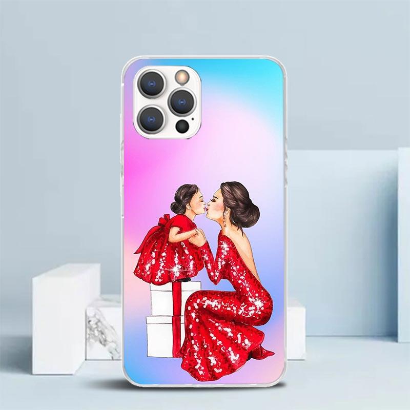 Woman Fashion Girl Super Mom Baby Soft Cover for iPhone 16 17 Air 15 14 Pro Max 16E Phone Case 13 Mini 12 11 7 SE 8 Print Patter