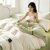 100% Cotton 4‑Piece Bedding Set 100S Soft Duvet Cover Sheet Pillowcases Solid Color