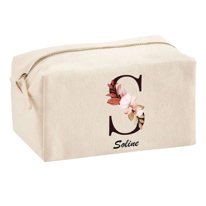 Trousse multifonction Soline Lettre Fleur Cadeau Anniversaire Noël Idée Personnalisé Original | Trousse Scolaire Fournitures Bureau