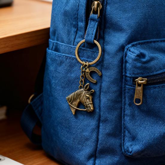 Horse Head Keychain Smooth Touch Key Holder Backpacks Wallets Key Chain Decorative Pendant Key Accessory