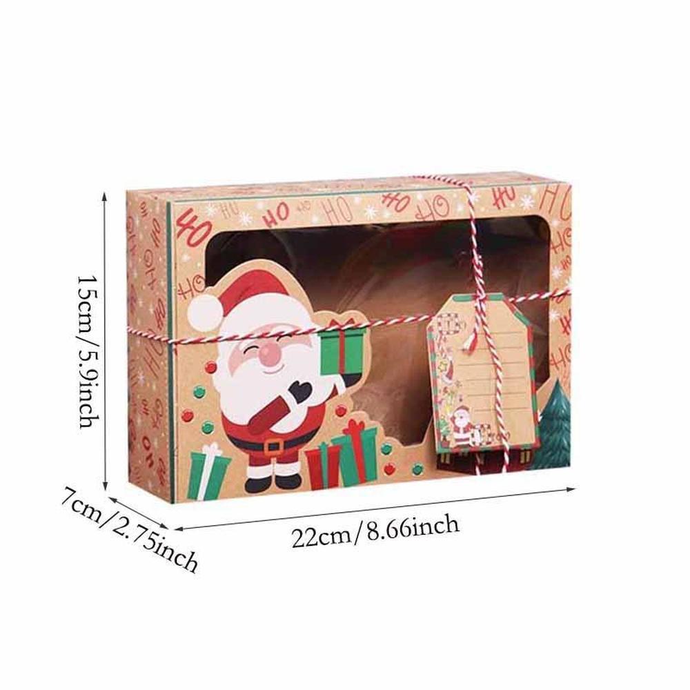 3/6/9/12 stücke Kraft Papier Candy Boxen Frohe Weihnachten Cookie Geschenk Box Klar Fenster Verpackung Tasche Party favor Neue Jahr Dekoration