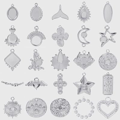 100% Edelstahl Herz Kreuz Stern Mond Anhänger Für Schmuckherstellung DIY Stein Kristall Emaille Verbinder Metall Anhänger Zubehör
