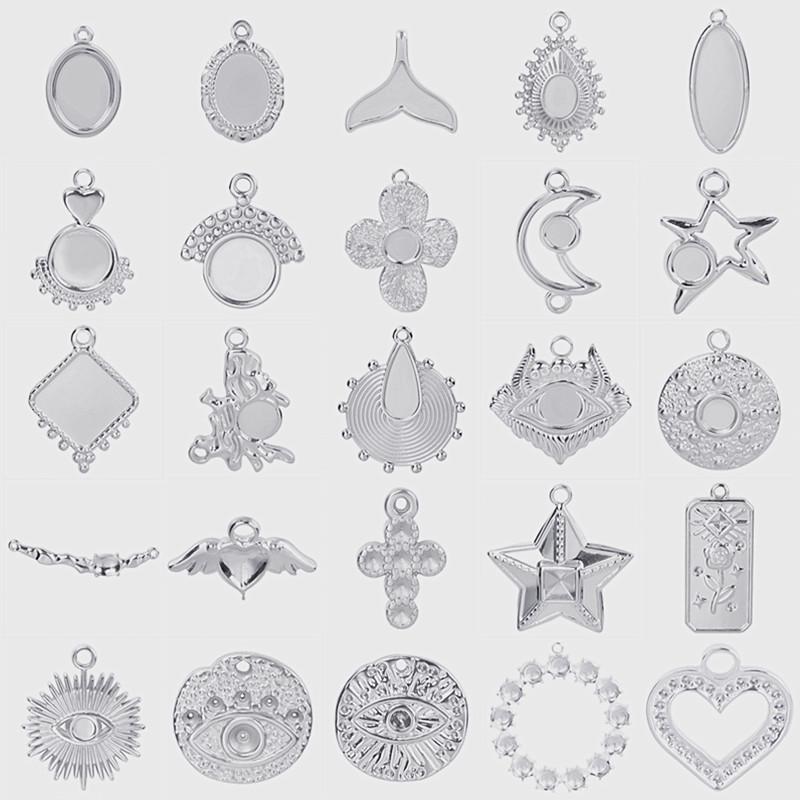 100% Stainless Steel Heart Cross Star Moon Charms For Jewelry Making Diy Stone Crystal Enamel Connector Metal Pendant Accessorie