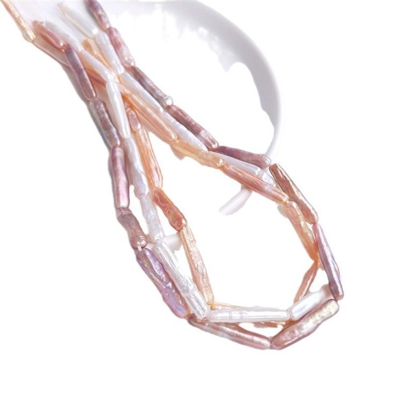 Baroque Irregular Toothpick Pearl Beads with Silver Through-Holes for DIY Jewelry