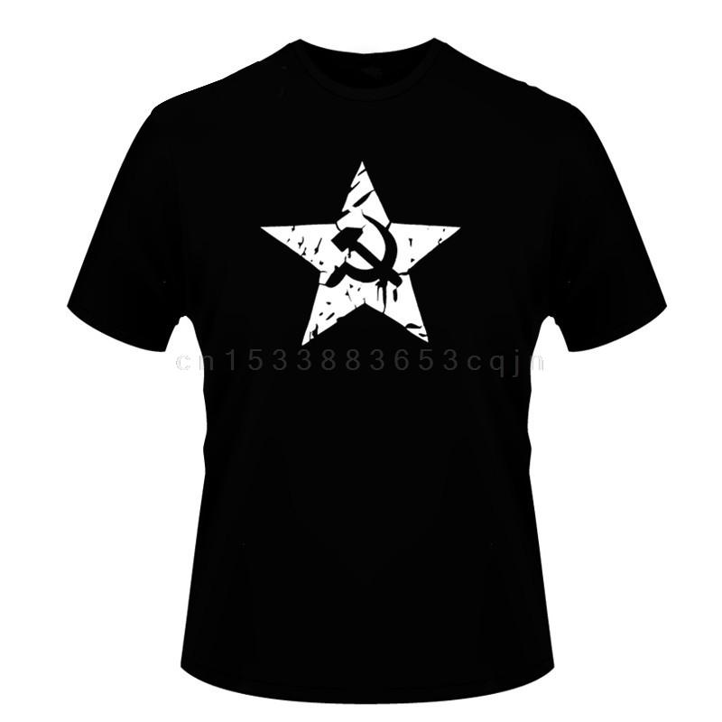 Summer Style Funny CCCP Red Star Hammer sickle Summer Tshirt Short Sleeve Fashion Fitness Basic Under