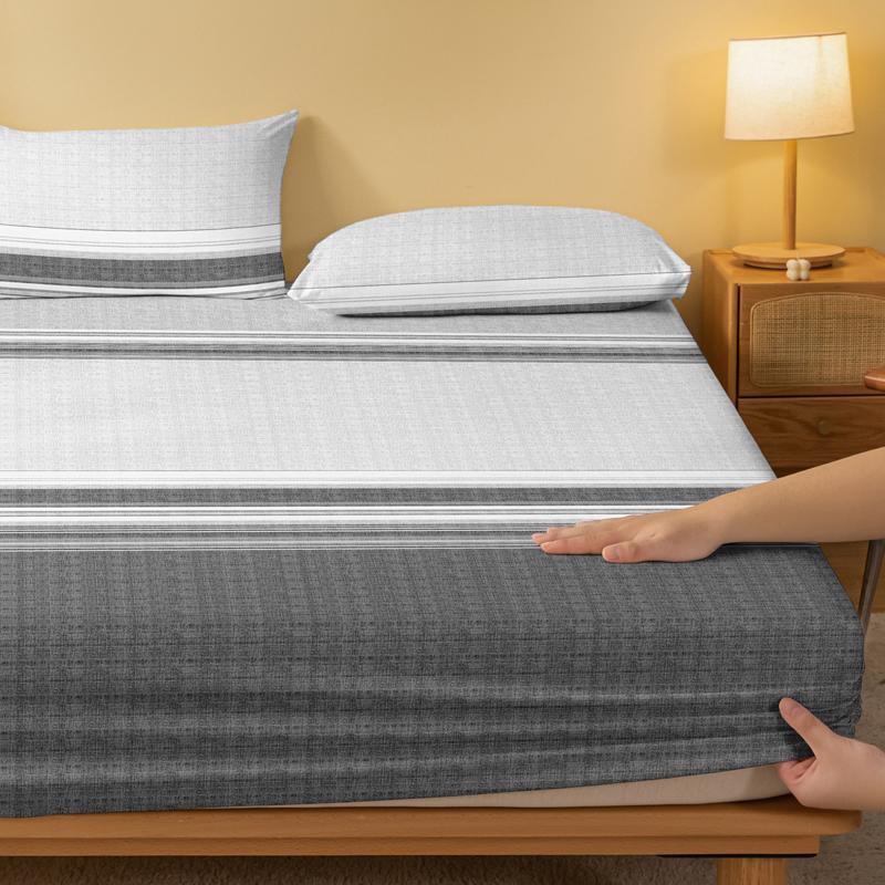 Simple 1 Modern Geometry Printed Matte Fitted Sheet, Bedroom Printed Bed Cover, Bedding Excluding Pillowcases