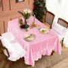 Gold Satin Tablecloth Rectangle Ruffled Table Cover,Ruffle Table Skirt for Kitchen Dining Weddings Dining Table Home Decoration