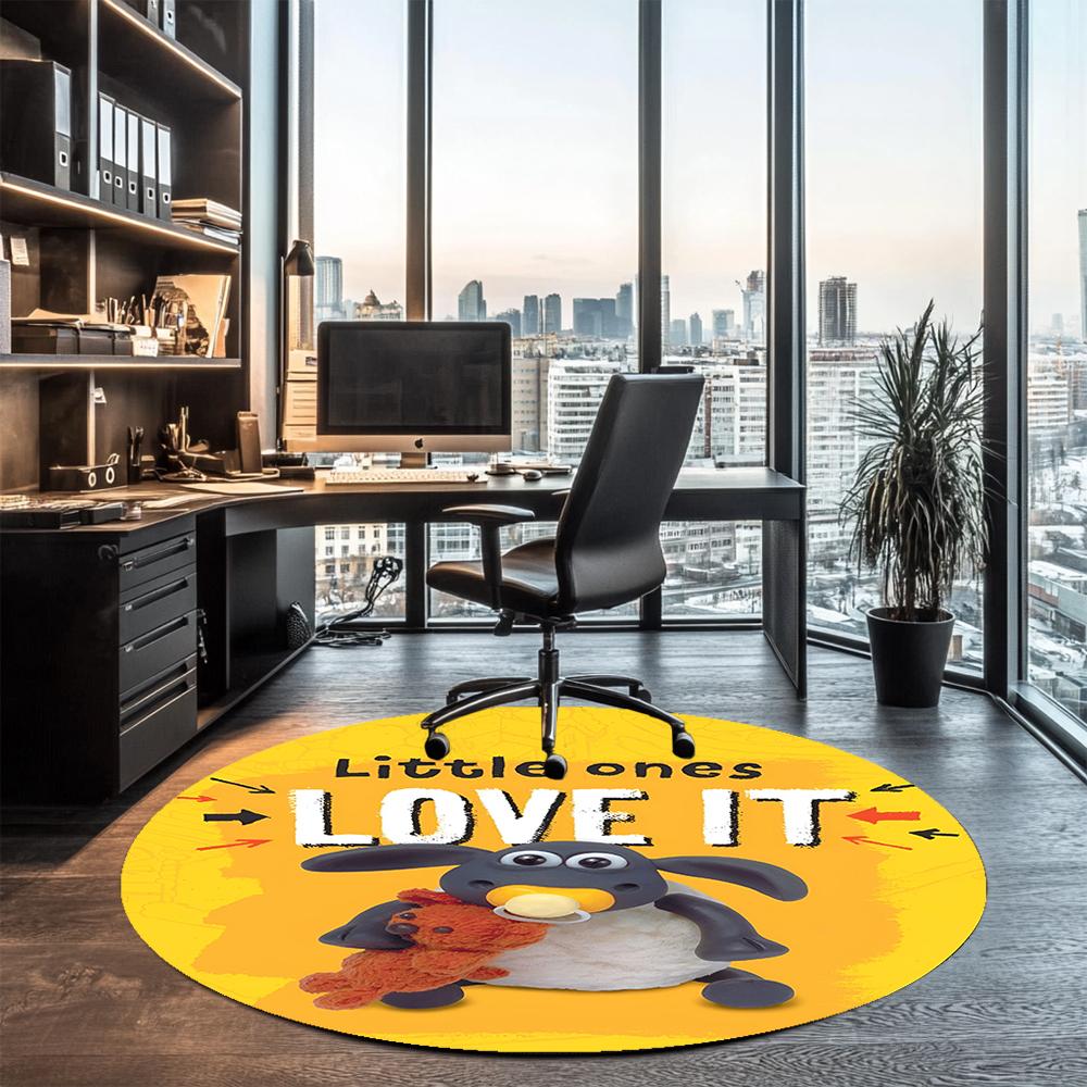 Shaun the Sheep Printed Round Rug Carpet Chair Rug Area Rug Entryway Doormats,for Office Chair Living Room Bedroom Kitchen Room.