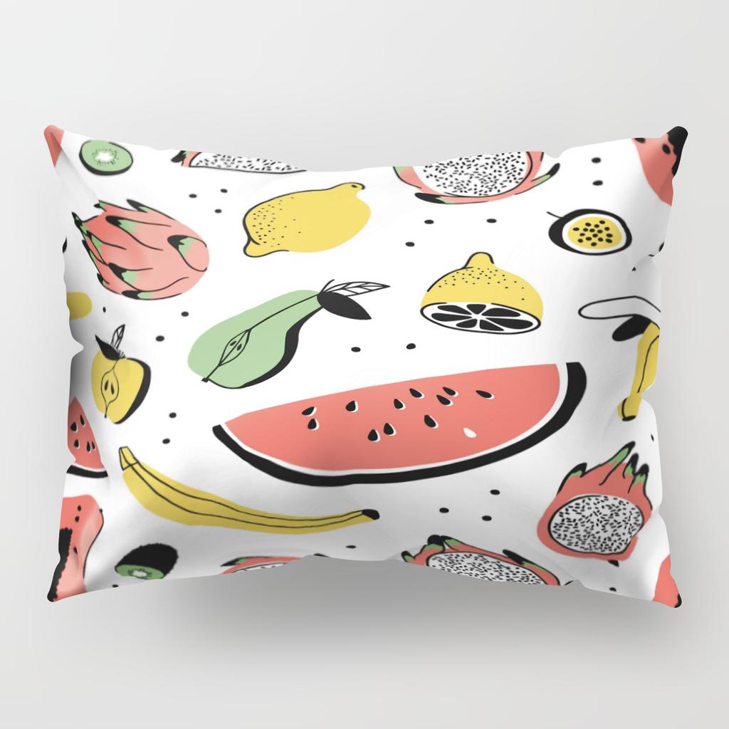 Ins Fruit Single Sided Polyester Pillow Case Watermelon Banana Pineapple Strawberry Pattern Waist Cushion Cover Bedside Pillow Case