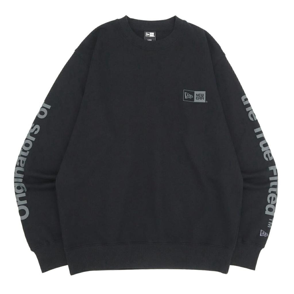 New Era Crew Neck Sweatshirt with Box Size Exclusive to Originators of the True Fitted Logo, Black/Graphite, L, ONSPOTZ.