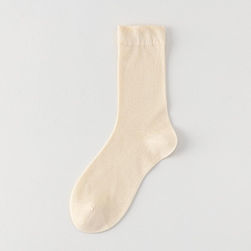 Summer Thin Mulberry Silk Socks, Solid Color Mesh, Breathable, Boneless, Odorless, Antibacterial, Women's Mid-leg Socks