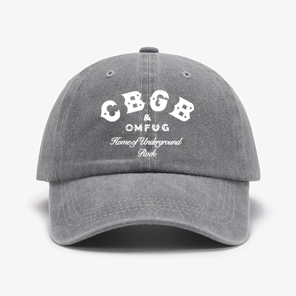 

1pc CBGB Vintage Sporty Unisex Baseball Cap Breathable Washed, Adjustable Curved Brim Pattern Print for Outdoor Adventures