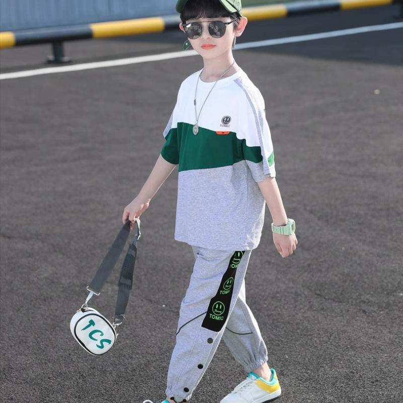 Boys Summer Clothes Set Thin Fabric Cool Short Sleeve Outfit Fashionable Kids Wear for Boys
