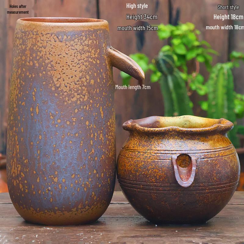 Vintage Ceramic Fish Tank Water Feature with Filtration & Oxygenation for Courtyard Landscaping and Hotel Décor