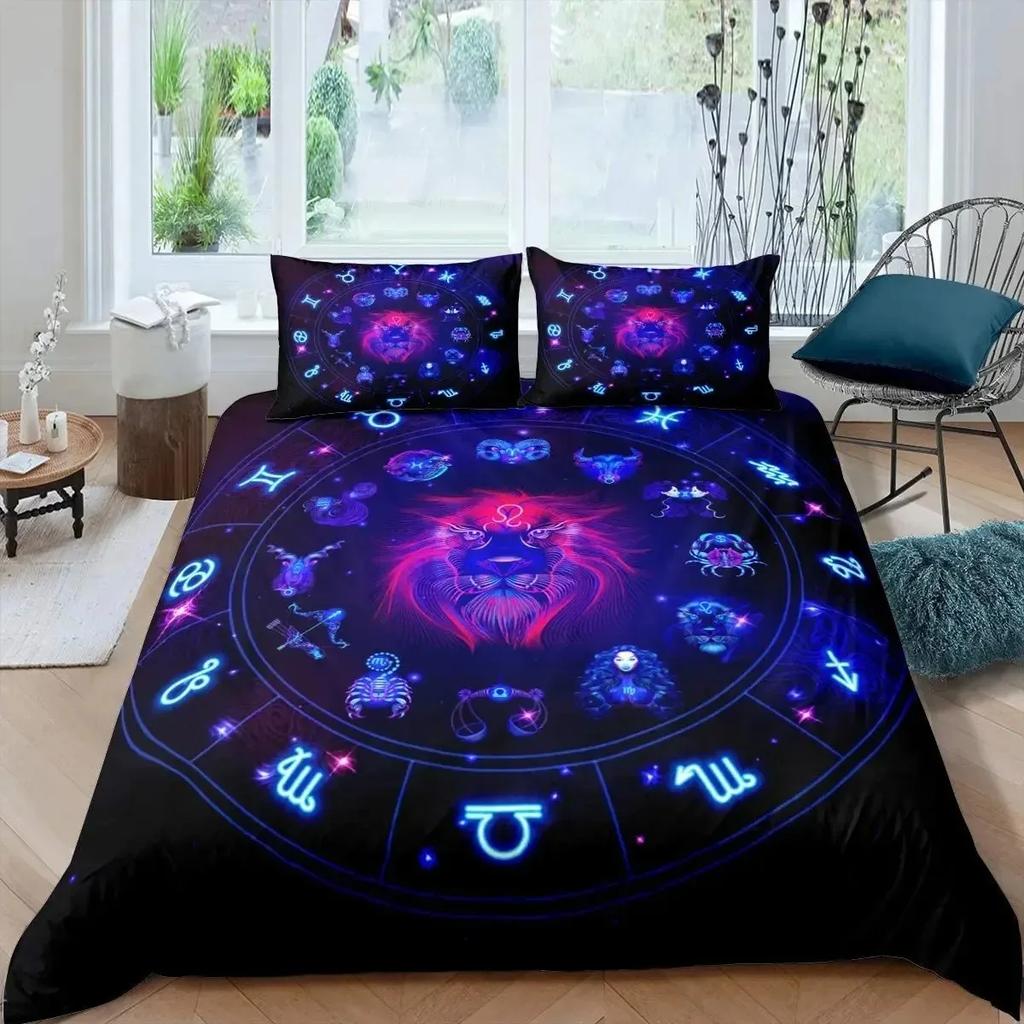 Gemini Comforter Cover Set Twin Size Constellation Duvet Cover Set Outer Space Universe Planet Print Bedding Set for Kids Teens