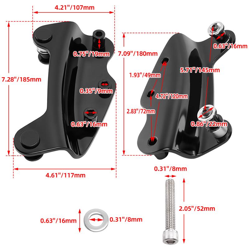 Black Motorcycles Detachable 4 Point Docking Hardware Kit Chrome For Harley Touring Street Glide Road King Electra Glide 2009-up