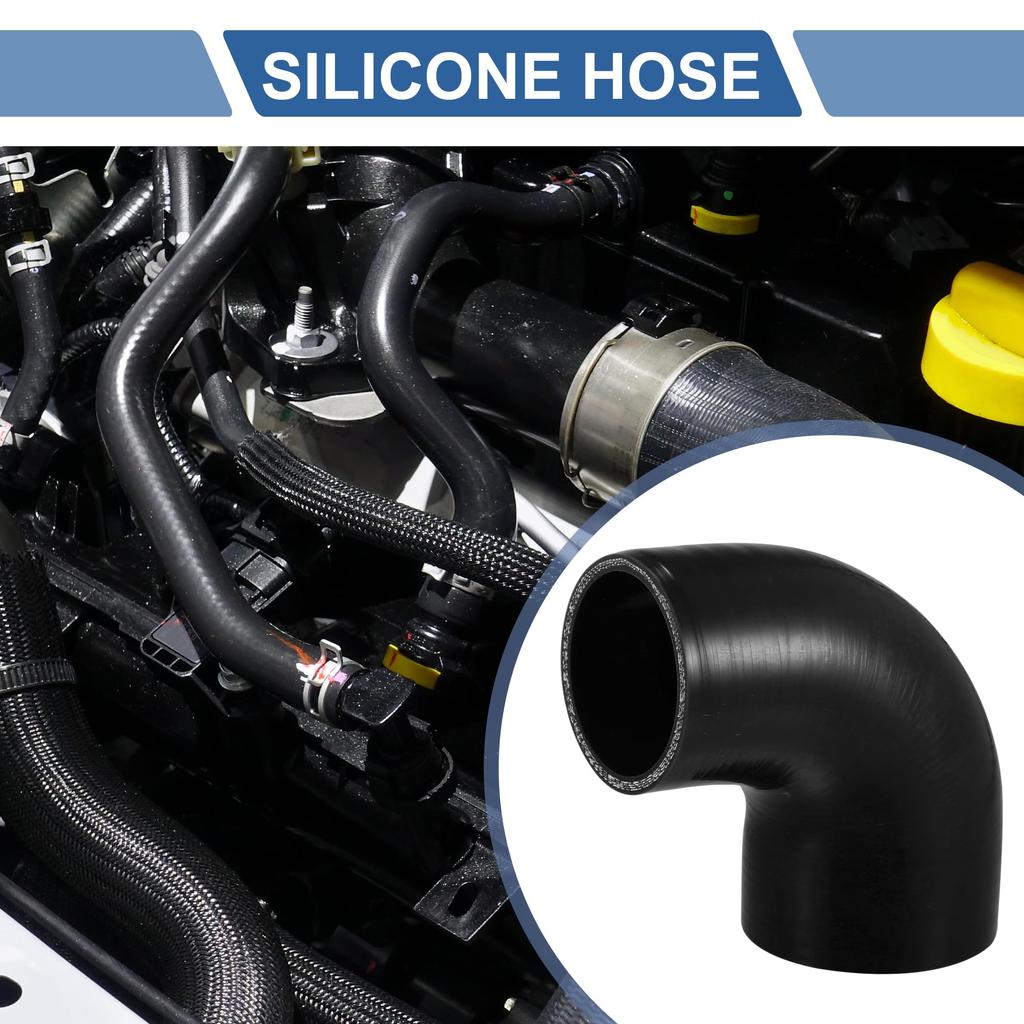 X AUTOHAUX 1 Stück 63mm/2.48"-76mm/2.99" Innendurchmesser 90mm/3.54" Länge 90 Grad Schwarz Auto Silikonschlauch Schlauch Universal