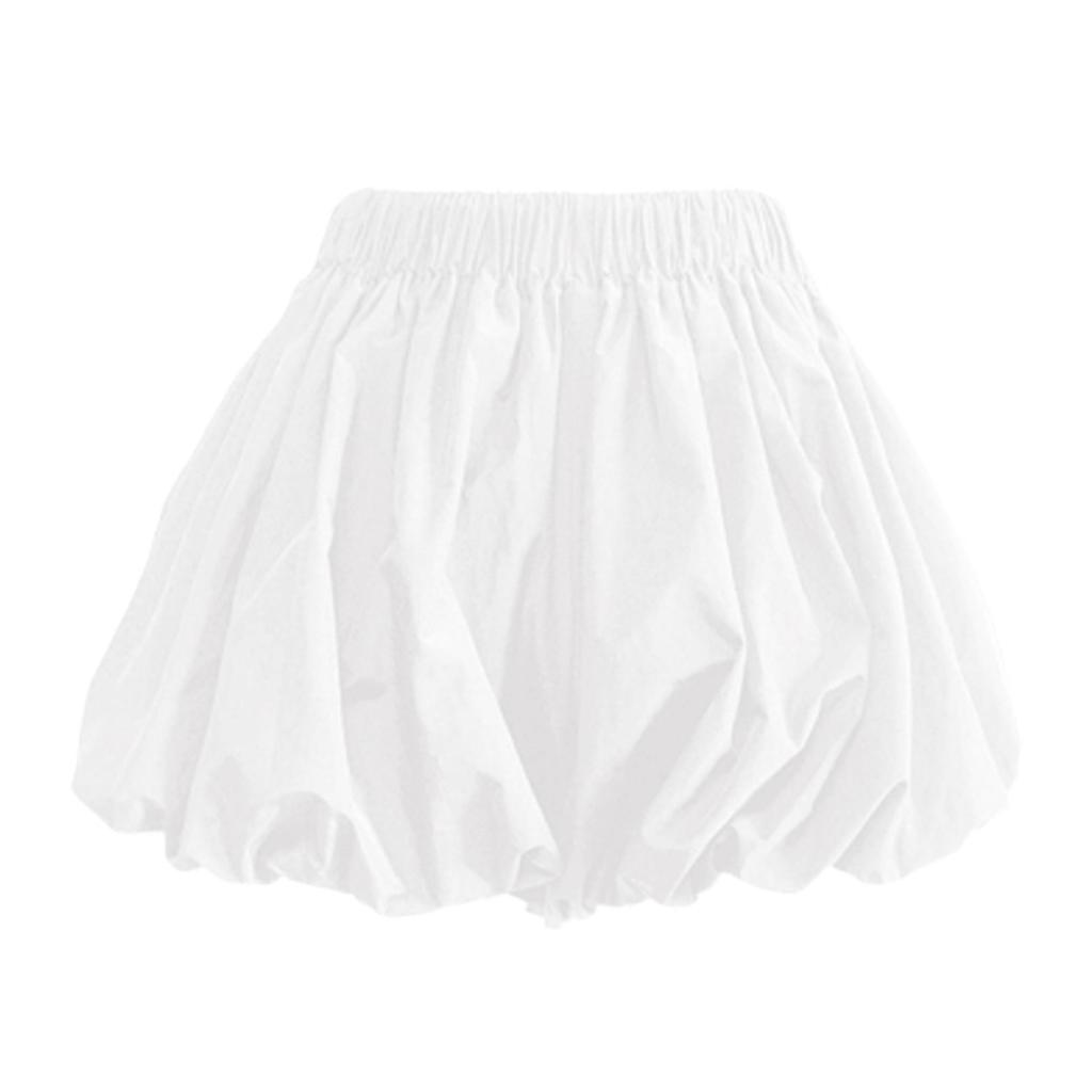 Women's High-Waist Puff Skirt Shorts - Summer Black A-Line Bubble Lantern Design