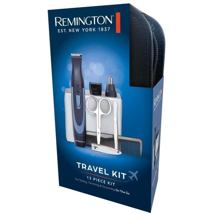 Kit De Voyage - REMINGTON - NE3890 - 13 Pièces - Lames Inox - Accessoires Nez Et Oreilles - Housse Zippée