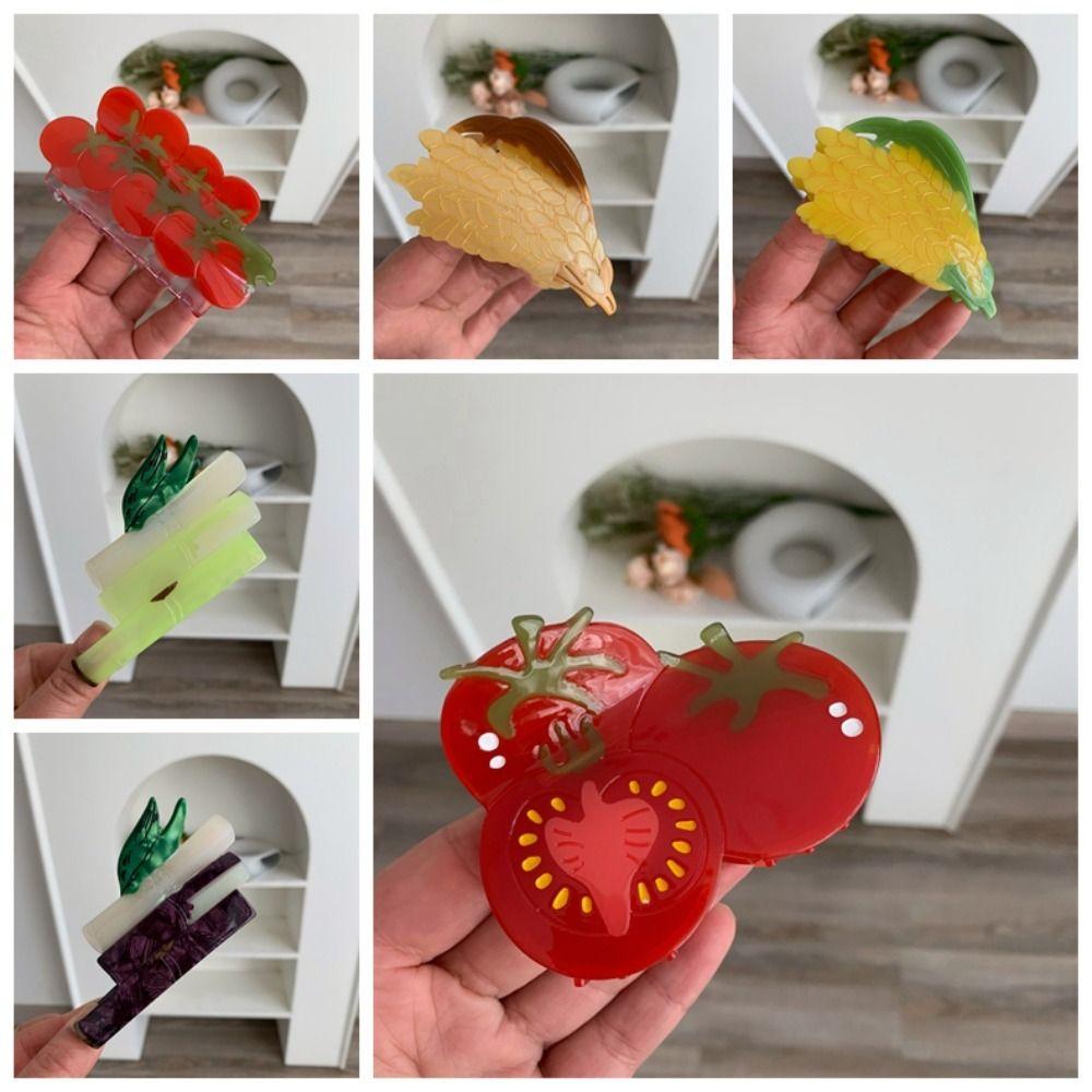 Korean Style Acetic Acid Hair Claw Waterproof Acrylic Hair Accessories Fruit Shark Clip Spring